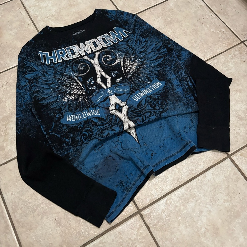 Vintage 2000s black Affliction y2k grunge emo skater thermal long sleeve